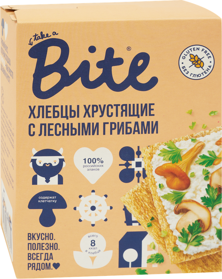 Хлебцы кукурузно-рисовые TAKE A BITE Хрустящие, с лесными грибами, 100г, предпросмотр