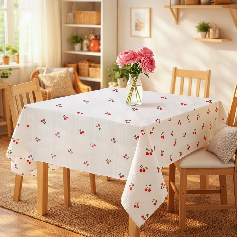 Скатерть HOMELCUB Dolce Vita 110х140см, с вишневым принтом, хлопок, Арт. RUTC0006, превью