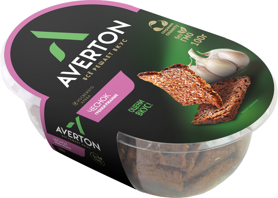 Гренки ржано-пшеничные AVERTON со вкусом чеснока, 90г, предпросмотр