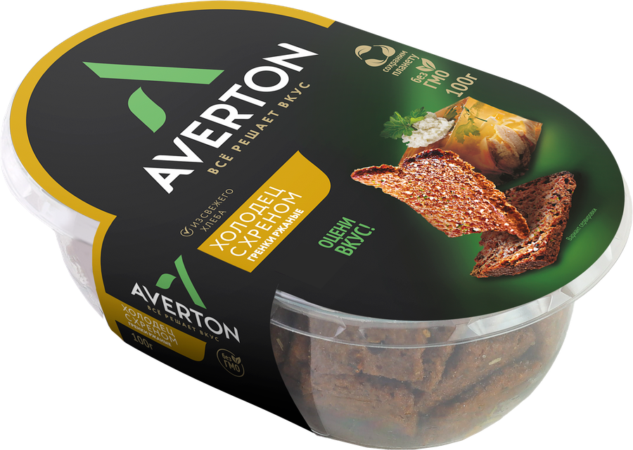 Гренки ржано-пшеничные AVERTON со вкусом холодца и хрена, 90г, превью