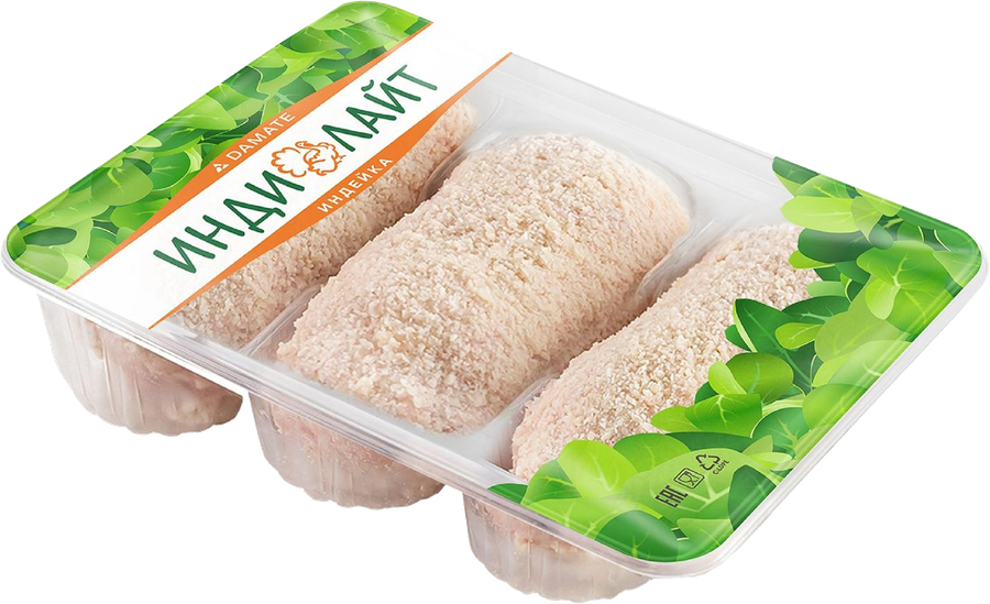 Котлеты из индейки ИНДИЛАЙТ со сливками с панировкой, 340г, предпросмотр