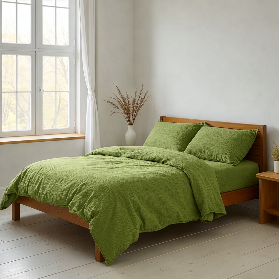 Комплект постельного белья Евро HOMECLUB зеленый, муслин, Арт. C2-4-YJ160257031, предпросмотр
