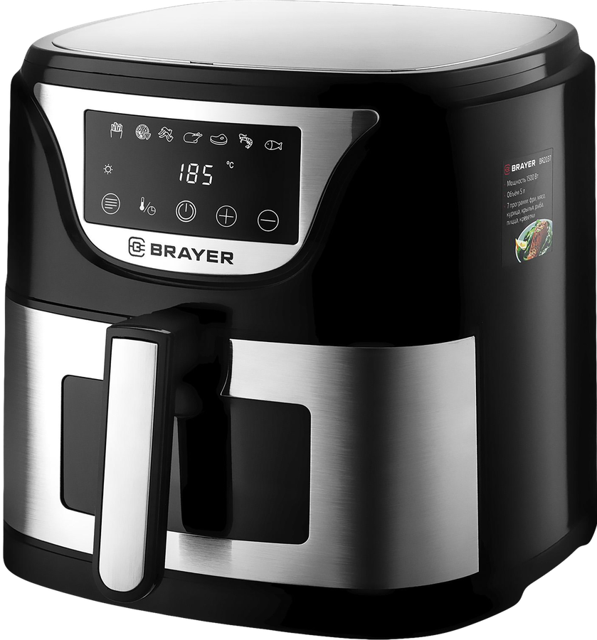 Аэрогриль BRAYER 1500Вт, 5л, температуре 200 градусов, съемная решетка, таймер, LCD-дисплей, Арт. 2037BR, превью
