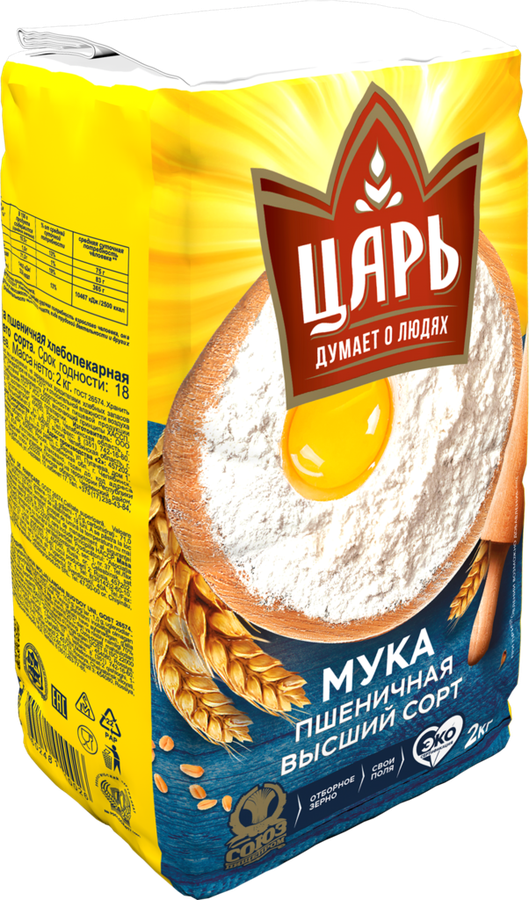 Мука пшеничная ЦАРЬ высший сорт, 2кг, превью