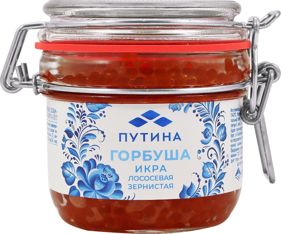 Икра горбуши соленая ПУТИНА лососевая зернистая, 240г, предпросмотр