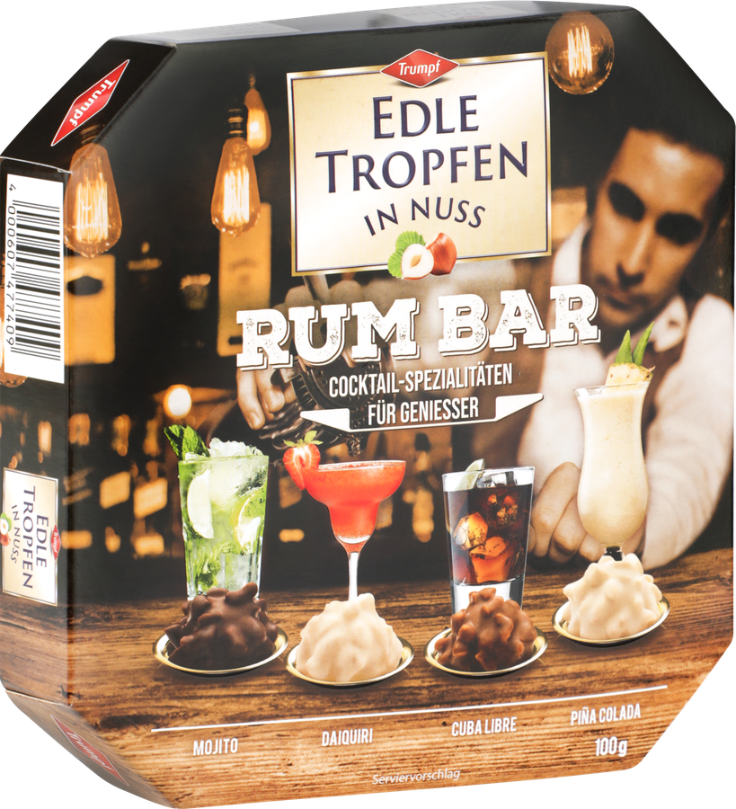 Конфеты шоколадные TRUMPF Edle Tropfen In Nuss Rum Bar, 100г, предпросмотр
