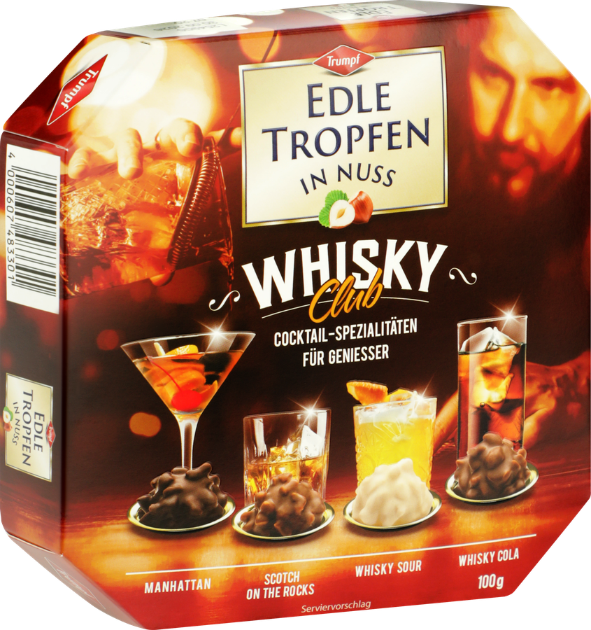 Конфеты шоколадные TRUMPF Edle Tropfen In Nuss Whisky Club, 100г, превью