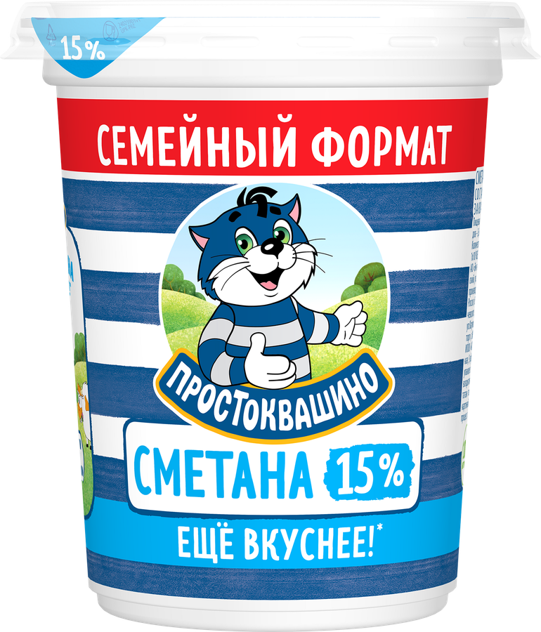 Сметана ПРОСТОКВАШИНО 15%, без змж, 390г, предпросмотр