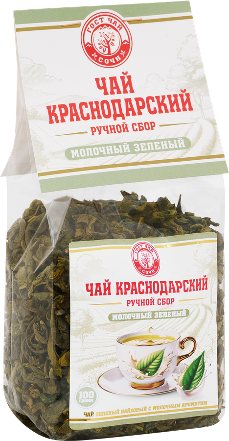 Чай зеленый КРАСНОДАРСКИЙ ГОСТ ЧАЙ РУЧНОЙ СБОР Молочный, 100г, превью