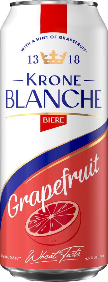 Напиток пивной KRONE BLANCHE EXC BIERE Grapefruit пастеризованный 4,5%, 
0.45л, предпросмотр