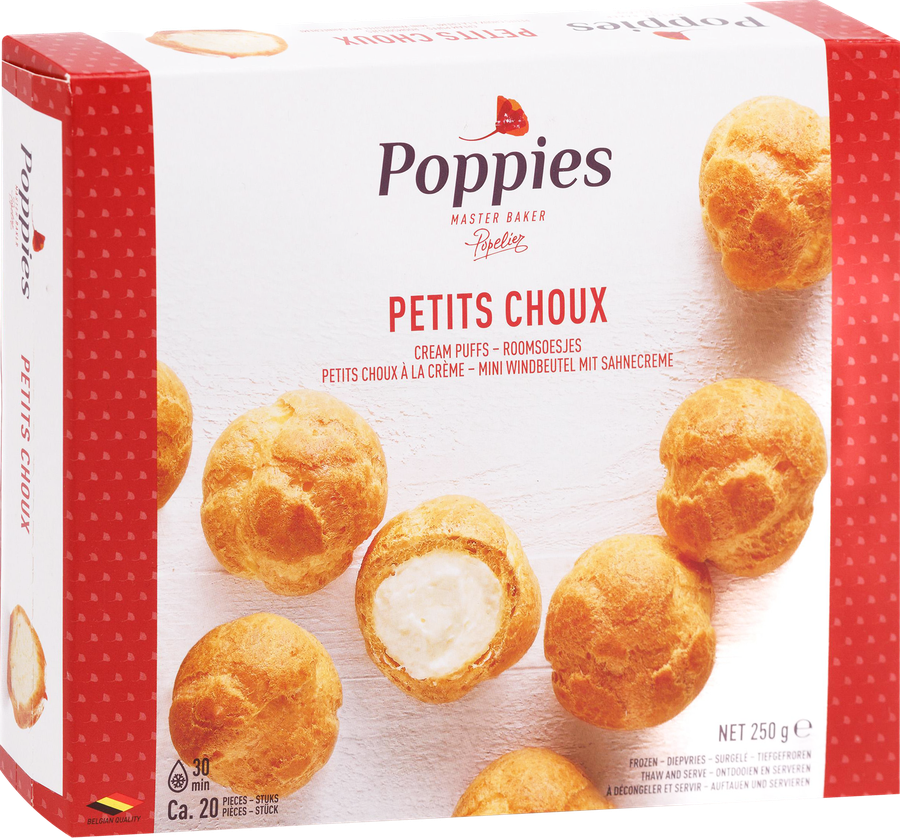 Профитроли замороженные POPPIES из заварного теста с кремовой начинкой, 250г, предпросмотр