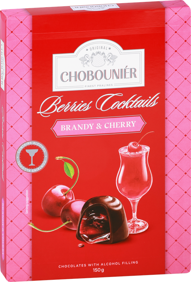 Конфеты шоколадные СHOBOUNIER с начинкой из вишневого сока и бренди, 150г, превью