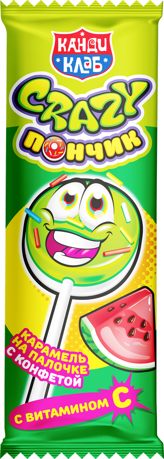 Карамель КАНДИ КЛАБ Crazy Пончик ассорти, на палочке, 10г, предпросмотр
