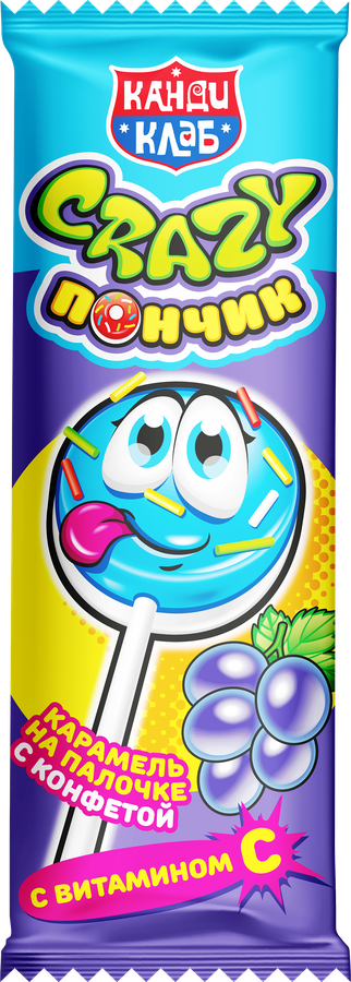 Карамель КАНДИ КЛАБ Crazy Пончик ассорти, на палочке, 10г, превью