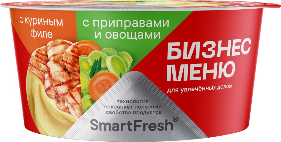 Пюре картофельное БИЗНЕС МЕНЮ с куриным филе, приправами и овощами, 110г, превью