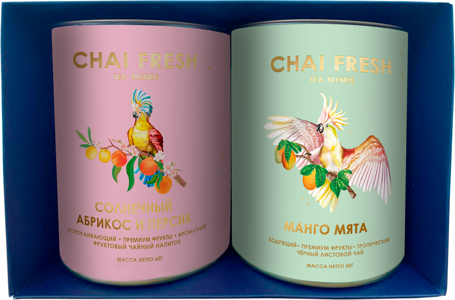 Набор чая CHAI FRESH Солнечный абрикос, манго, мята листовой, 120г, предпросмотр