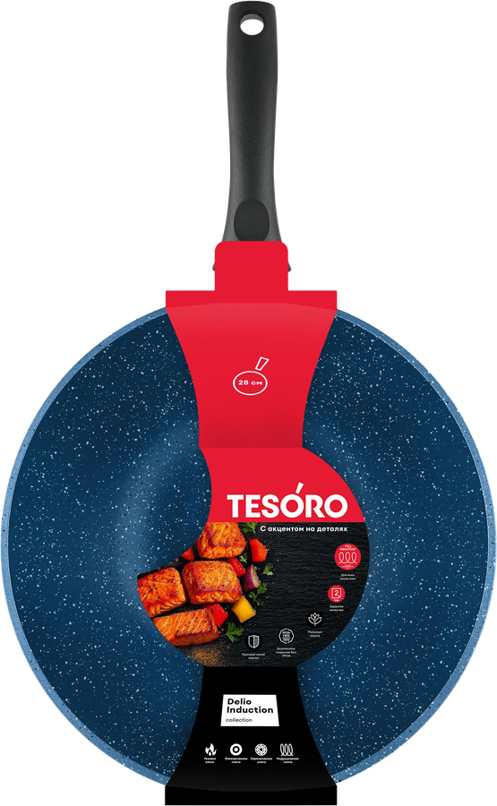 Сковорода-вок TESORO Delio Induction total azure 28см, литой алюминий, Арт. TDL070128tai, предпросмотр