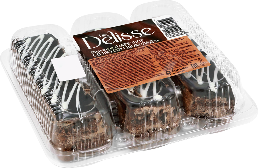 Пирожное DELISSE нарезное со вкусом шоколада, 230г, превью