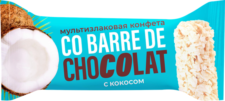 Конфеты CO BARRE DE CHOCOLAT Мультизлаковые с кокосом, 135г, предпросмотр