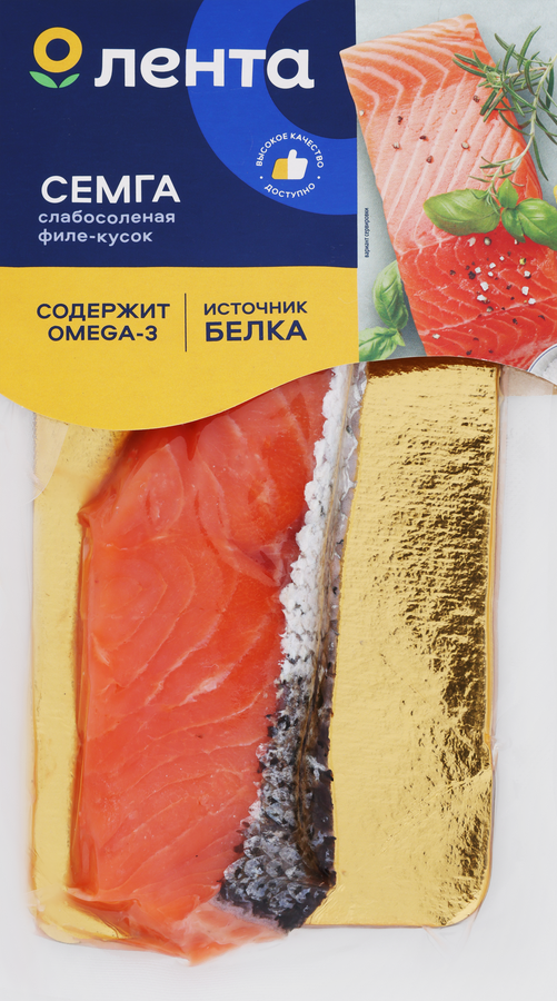 Семга слабосоленая ЛЕНТА филе-кусок, 130г, превью
