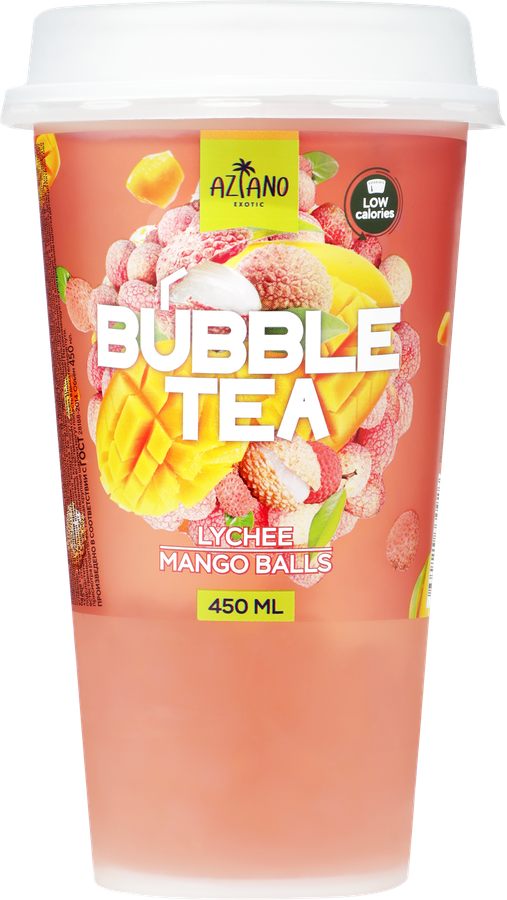 Напиток AZIANO Bubble Tea Личи, манго с джус боллами негазированный, 0.45л, превью