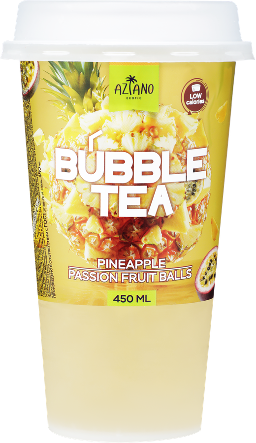 Напиток AZIANO Bubble Tea Ананас, маракуйя с джус боллами негазированный, 0.45л, превью