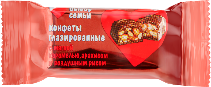 Конфеты ВЫБОР СЕМЬИ карамель с арахисом и воздушным рисом, весовые, предпросмотр