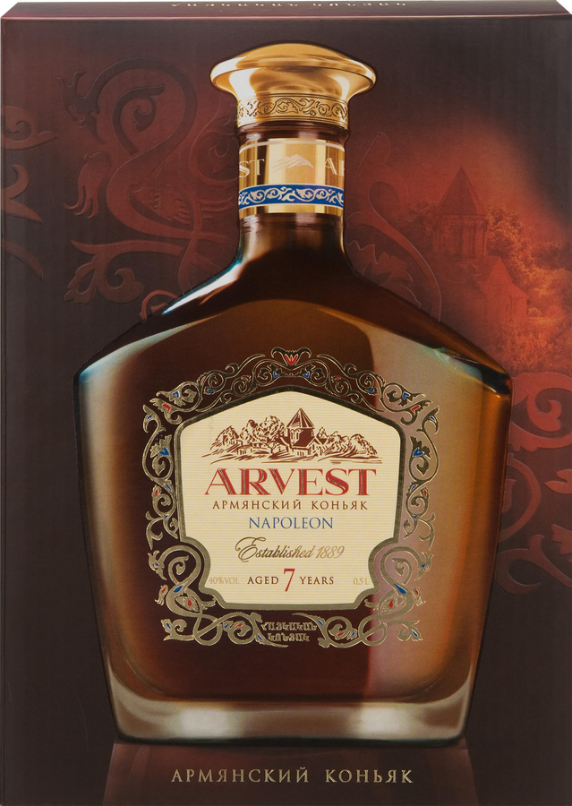 Коньяк ARVEST Napoleon Армянский марочный КВ 7 лет 40%, п/у, 0.5л, превью
