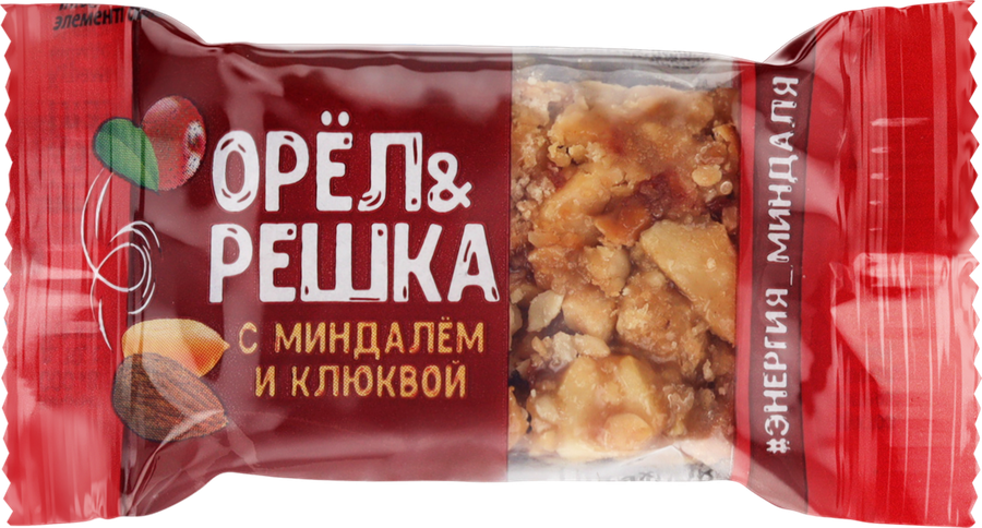 Батончик ОРЕЛ&nbsp;И&nbsp;РЕШКА с арахисом, миндалем и клюквой, весовой, предпросмотр