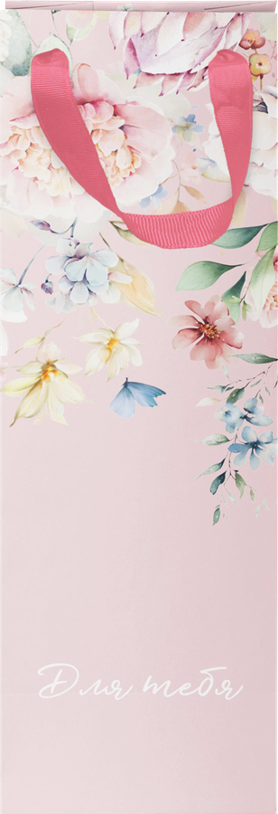 Пакет подарочный CITY HOME TRADE Special Flower под бутылку премиум 12х38х10см, 1шт, предпросмотр