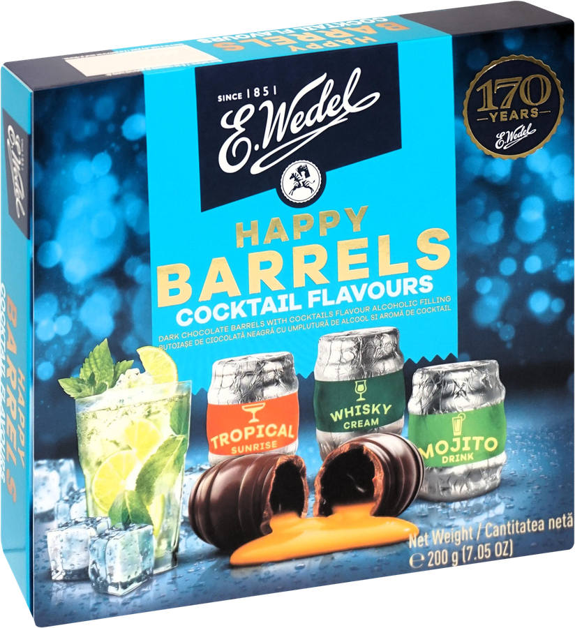Конфеты HAPPY BARRELS Ассорти с коктейльной начинкой, 200г, превью