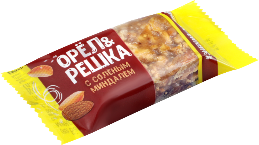 Батончик ОРЕЛ&nbsp;И&nbsp;РЕШКА с&nbsp;арахисом&nbsp;и&nbsp;соленым&nbsp;миндалем, весовой, превью