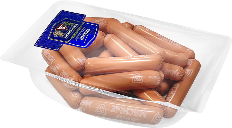 Сосиски ОМСКИЙ БЕКОН Мясные, категория А, весовые, превью
