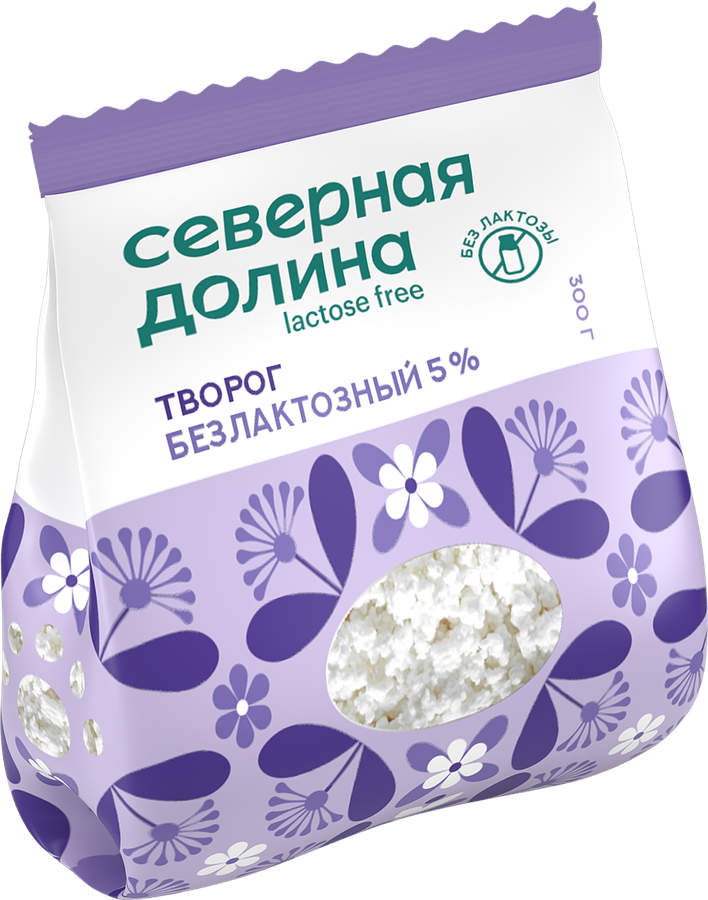 Творог СЕВЕРНАЯ ДОЛИНА безлактозный 5%, без змж, 300г, превью