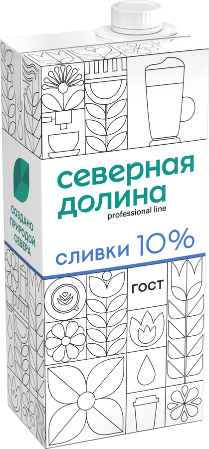 Сливки ультрапастеризованные СЕВЕРНАЯ ДОЛИНА 10%, без змж, 1000мл, предпросмотр