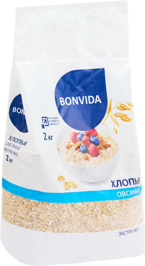 Хлопья овсяные BONVIDA Экстра №2, 2кг, предпросмотр