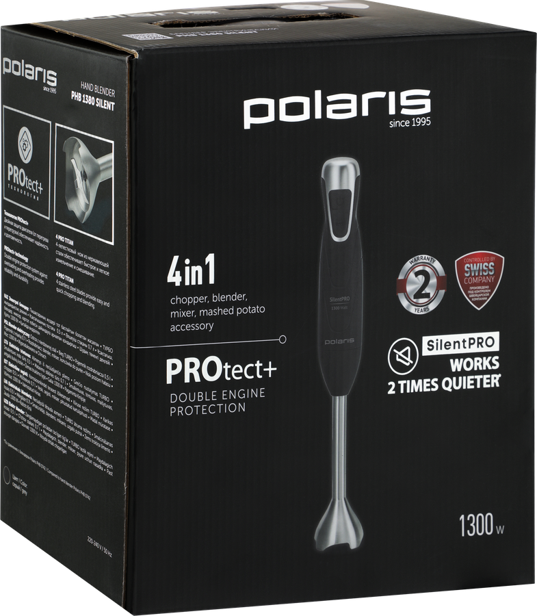 Блендер POLARIS SilentPRO: в 2 раза тише, двойная защита двигателя, Арт. PHB 1380 Silent 1820, предпросмотр