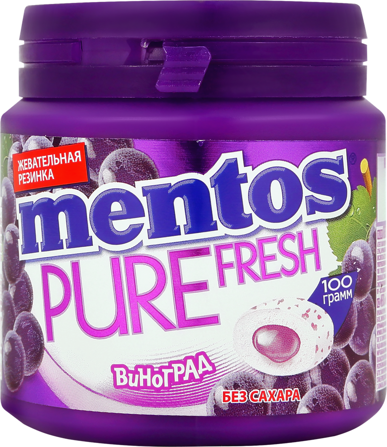 Жевательная резинка MENTOS Pure Fresh вкус виноград, 100г, предпросмотр