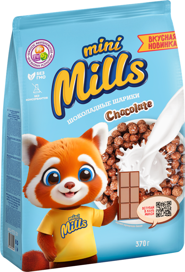 Шарики кукурузные MINI MILLS Шоколадные, 370г, предпросмотр