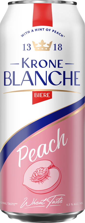 Напиток пивной KRONE BLANCHE BIERE Peach пастеризованный 4,5%, 0.45л, предпросмотр