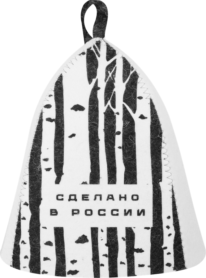 Шапка для бани и сауны ГЛАВБАНЯ Фольклорная, белый войлок с принтом, Арт. Б4030712Л, предпросмотр
