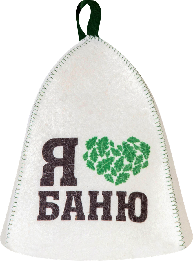 Шапка для бани и сауны ГЛАВБАНЯ Баня, белый войлок с принтом, Арт. Б4030722Л, предпросмотр