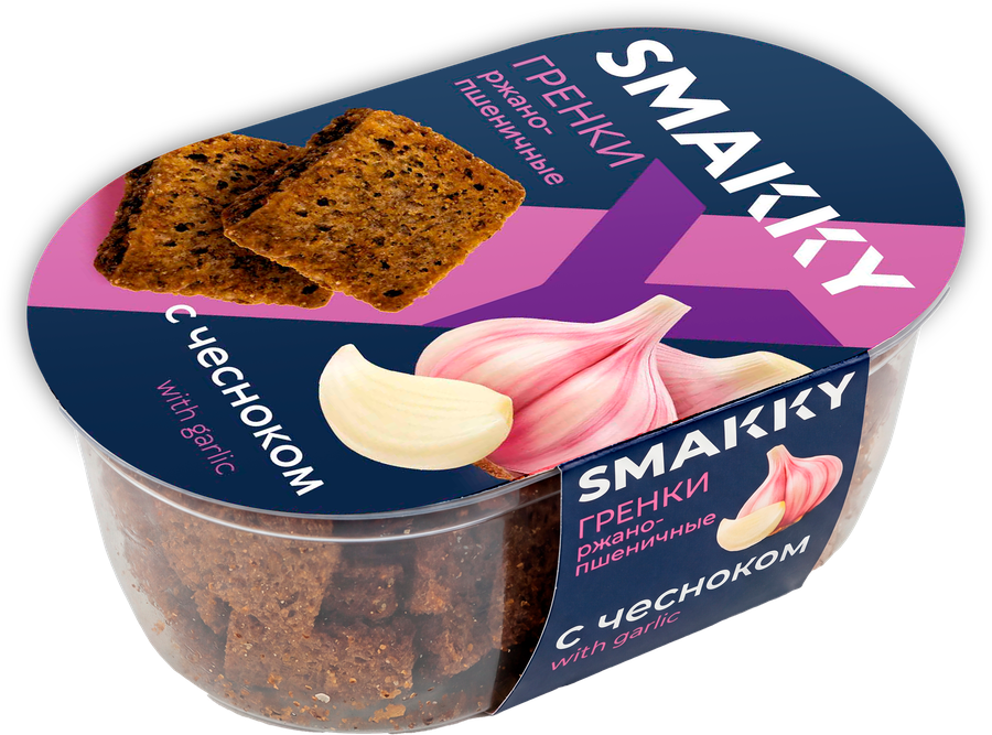 Гренки ржано-пшеничные SMAKKY с чесноком, 90г, предпросмотр
