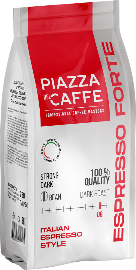 Кофе зерновой PIAZZA DEL CAFFE Эспрессо Форте жареный, 230г, предпросмотр