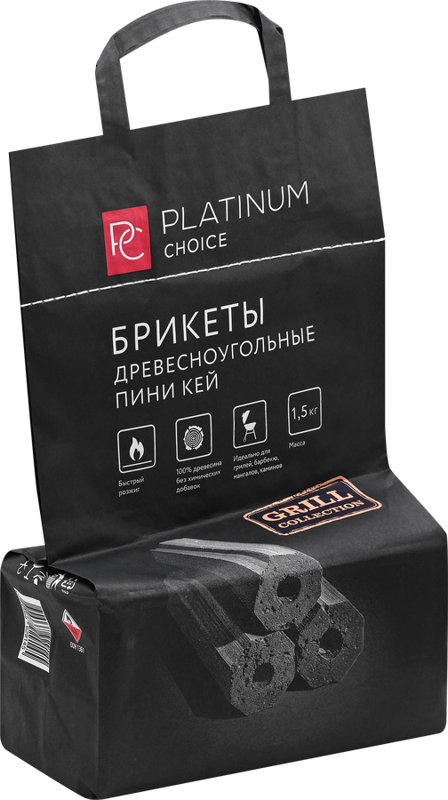 Брикеты древесноугольные PLATINUM CHOICE Пини Кей, 1,5кг, превью