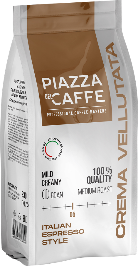 Кофе зерновой PIAZZA DEL CAFFE Крема Велютата жареный, 230г, предпросмотр