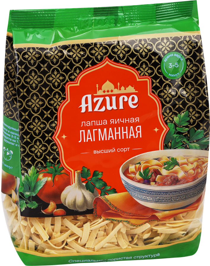 Лапша яичная AZURE Лагманная, 250г, превью
