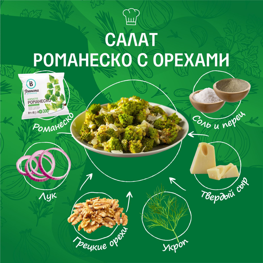 Капуста Романеско быстрозамороженная ПЛАНЕТА ВИТАМИНОВ, 300г, предпросмотр
