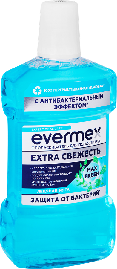 Ополаскиватель для полости рта EVERMEX Extra Свежесть, 500мл, превью