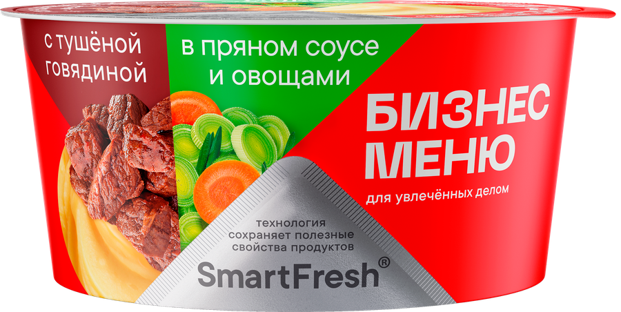 Пюре картофельное БИЗНЕС МЕНЮ с говядиной в соусе и овощами, 110г, превью